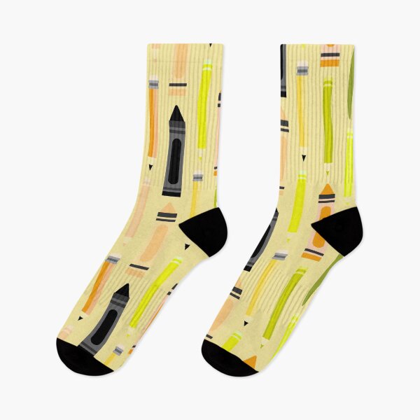 Item preview, Art Class Essentials – Retro Crayons, Pencils & Brushes Pattern | Yellow designed and sold by Frohyou.