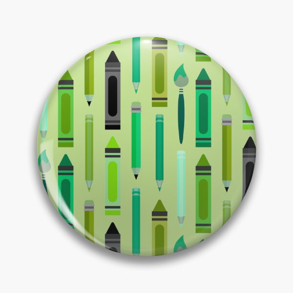 Item preview, Art Class Essentials – Retro Crayons, Pencils & Brushes Pattern | Green designed and sold by Frohyou.