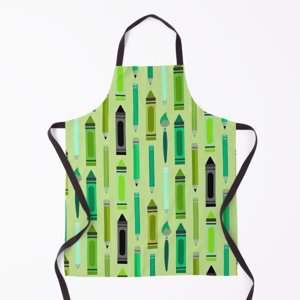 Item preview, Art Class Essentials – Retro Crayons, Pencils & Brushes Pattern | Green designed and sold by Frohyou.