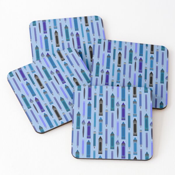 Item preview, Art Class Essentials – Retro Crayons, Pencils & Brushes Pattern | Blue designed and sold by Frohyou.