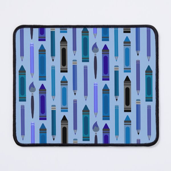 Item preview, Art Class Essentials – Retro Crayons, Pencils & Brushes Pattern | Blue designed and sold by Frohyou.