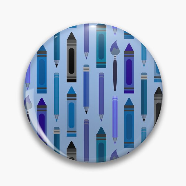 Item preview, Art Class Essentials – Retro Crayons, Pencils & Brushes Pattern | Blue designed and sold by Frohyou.