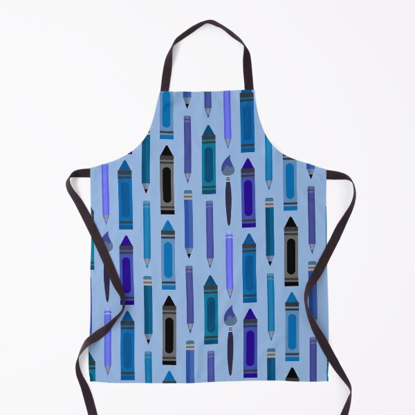 Item preview, Art Class Essentials – Retro Crayons, Pencils & Brushes Pattern | Blue designed and sold by Frohyou.