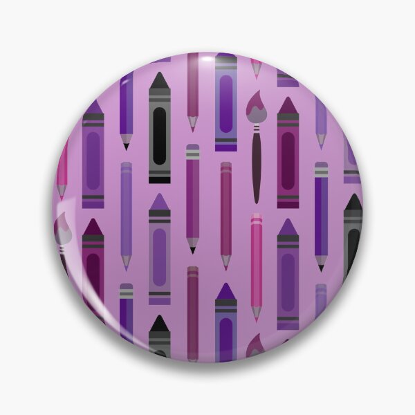 Item preview, Art Class Essentials – Retro Crayons, Pencils & Brushes Pattern | Purple designed and sold by Frohyou.