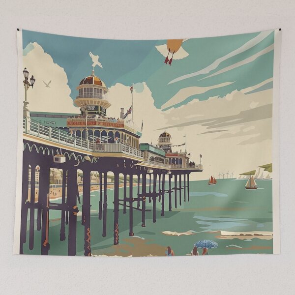 Item preview, Brighton Original Custom Vintage Poster Wall Art Design Gift Pillow Home Soft Furnishing designed and sold by Cool Robot Bro..