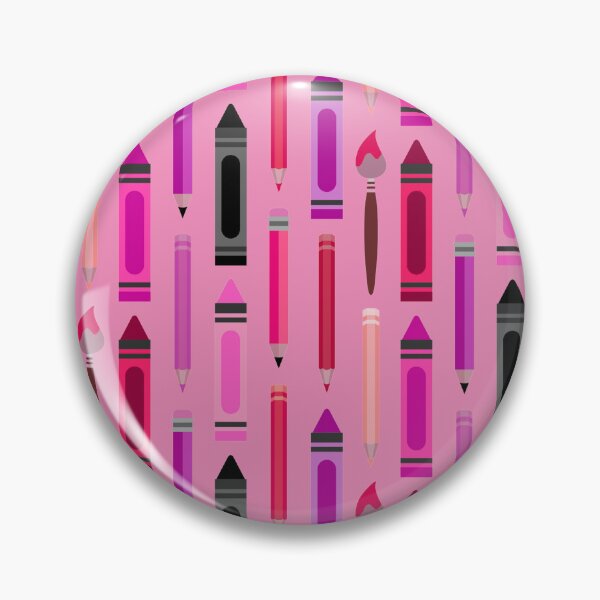 Item preview, Art Class Essentials – Retro Crayons, Pencils & Brushes Pattern | Pink designed and sold by Frohyou.