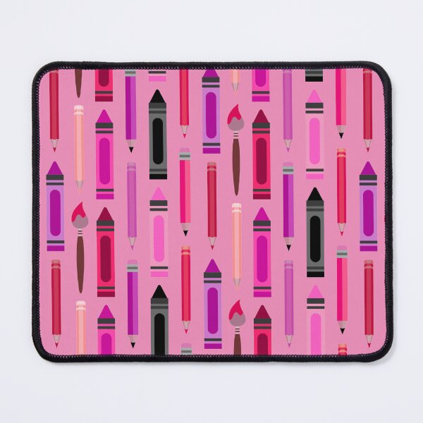 Item preview, Art Class Essentials – Retro Crayons, Pencils & Brushes Pattern | Pink designed and sold by Frohyou.