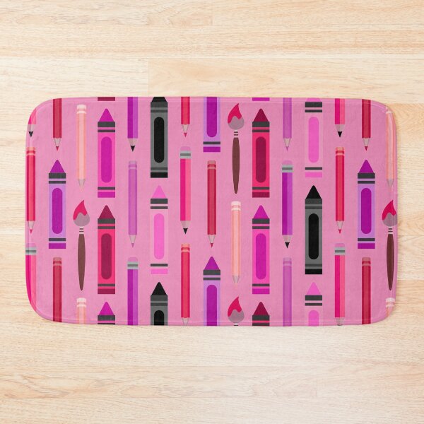 Item preview, Art Class Essentials – Retro Crayons, Pencils & Brushes Pattern | Pink designed and sold by Frohyou.