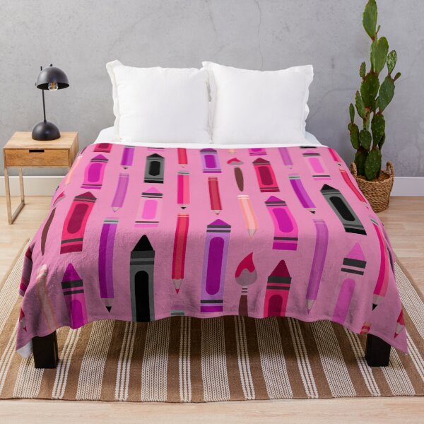 Item preview, Art Class Essentials – Retro Crayons, Pencils & Brushes Pattern | Pink designed and sold by Frohyou.