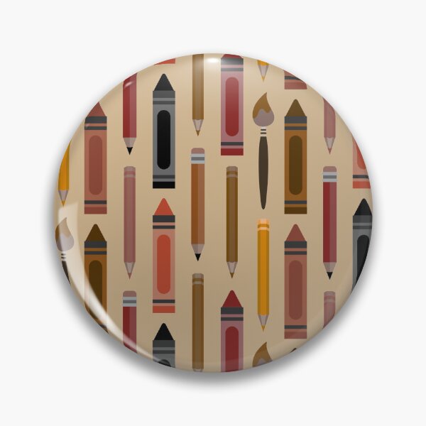 Item preview, Art Class Essentials – Retro Crayons, Pencils & Brushes Pattern | Brown designed and sold by Frohyou.