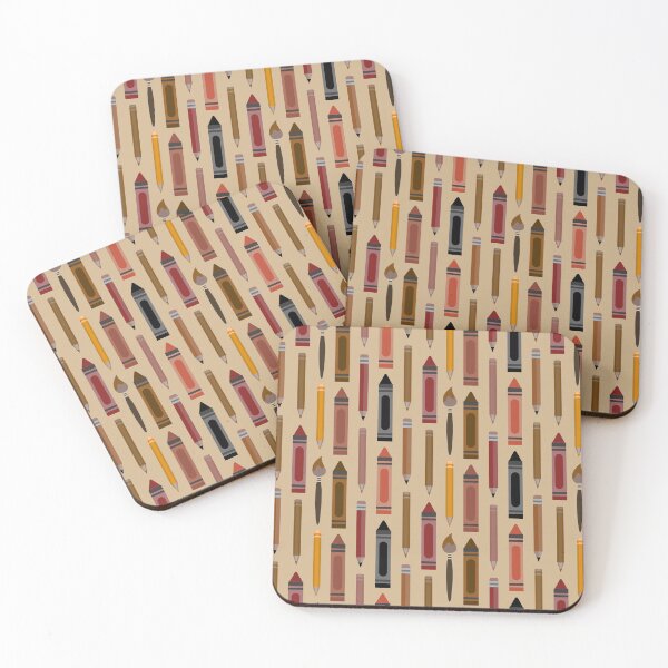 Item preview, Art Class Essentials – Retro Crayons, Pencils & Brushes Pattern | Brown designed and sold by Frohyou.