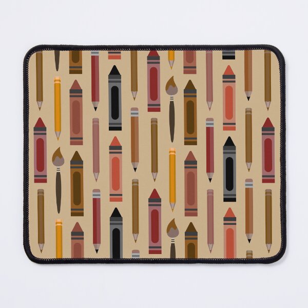 Item preview, Art Class Essentials – Retro Crayons, Pencils & Brushes Pattern | Brown designed and sold by Frohyou.