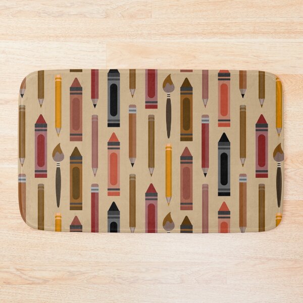 Item preview, Art Class Essentials – Retro Crayons, Pencils & Brushes Pattern | Brown designed and sold by Frohyou.