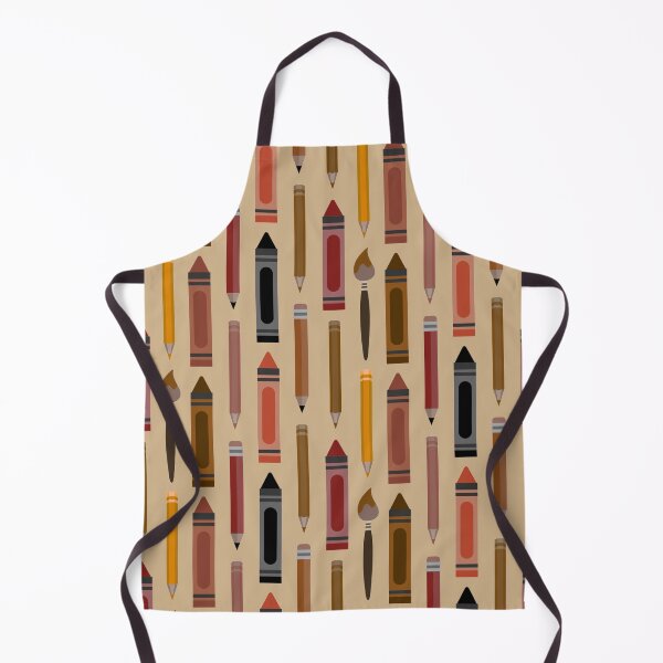 Item preview, Art Class Essentials – Retro Crayons, Pencils & Brushes Pattern | Brown designed and sold by Frohyou.