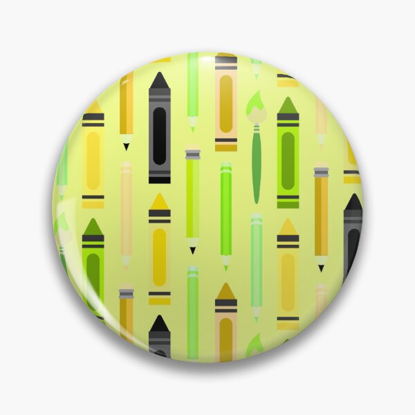 Item preview, Art Class Essentials – Retro Crayons, Pencils & Brushes Pattern | Chartreuse designed and sold by Frohyou.