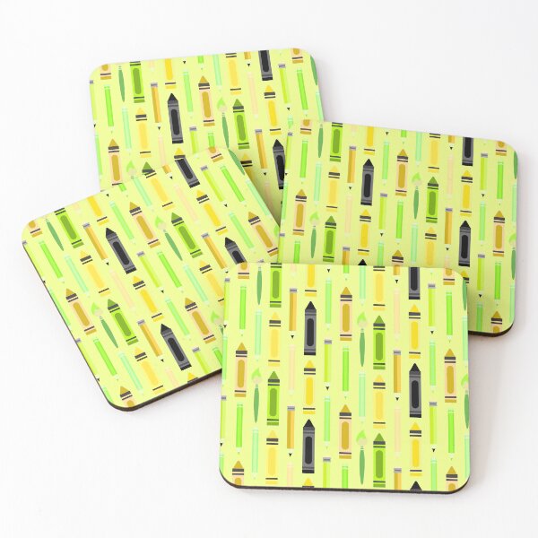Item preview, Art Class Essentials – Retro Crayons, Pencils & Brushes Pattern | Chartreuse designed and sold by Frohyou.
