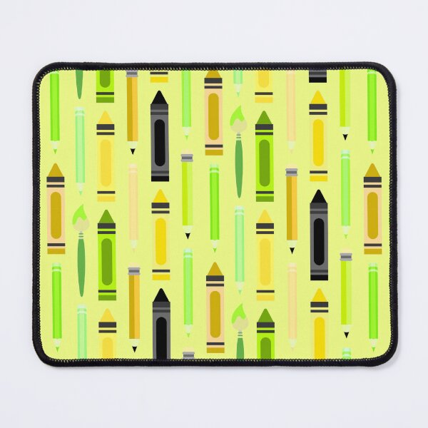Item preview, Art Class Essentials – Retro Crayons, Pencils & Brushes Pattern | Chartreuse designed and sold by Frohyou.