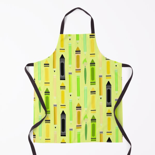 Item preview, Art Class Essentials – Retro Crayons, Pencils & Brushes Pattern | Chartreuse designed and sold by Frohyou.