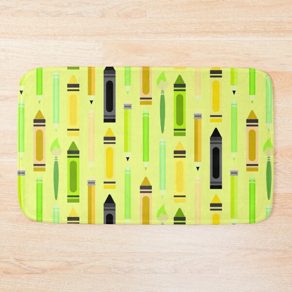 Item preview, Art Class Essentials – Retro Crayons, Pencils & Brushes Pattern | Chartreuse designed and sold by Frohyou.