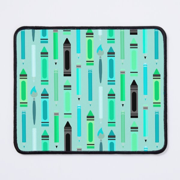 Item preview, Art Class Essentials – Retro Crayons, Pencils & Brushes Pattern | Teal designed and sold by Frohyou.