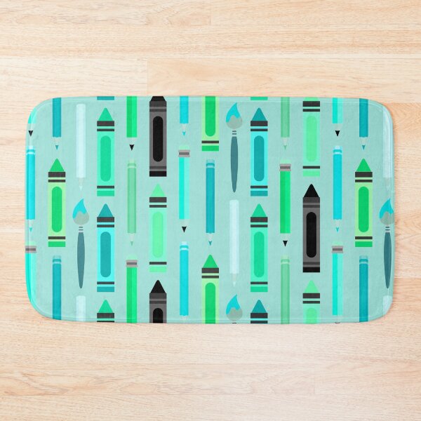 Item preview, Art Class Essentials – Retro Crayons, Pencils & Brushes Pattern | Teal designed and sold by Frohyou.