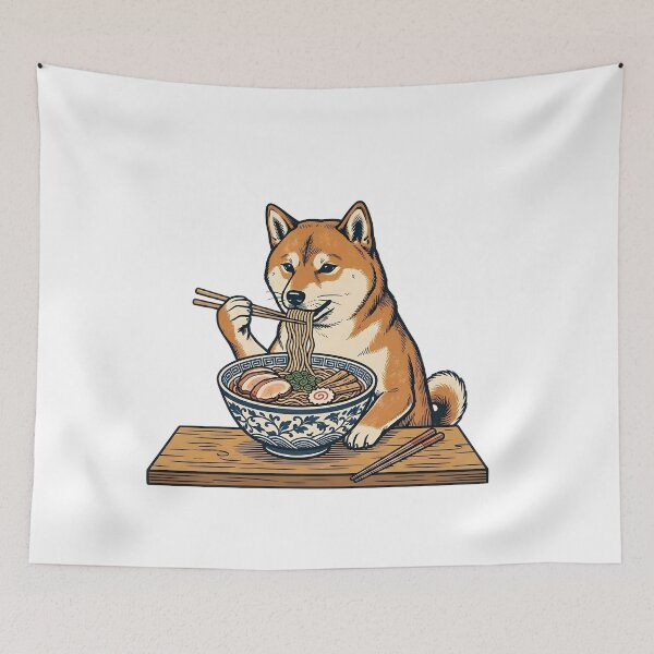 Item preview, shiba eating ramen designed and sold by Rockveil Co..