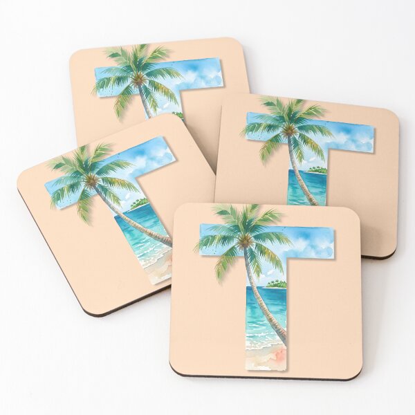 Item preview, Coastal Initial T Palm Tree Tropical Beach Monogram Design designed and sold by Sea Gem.