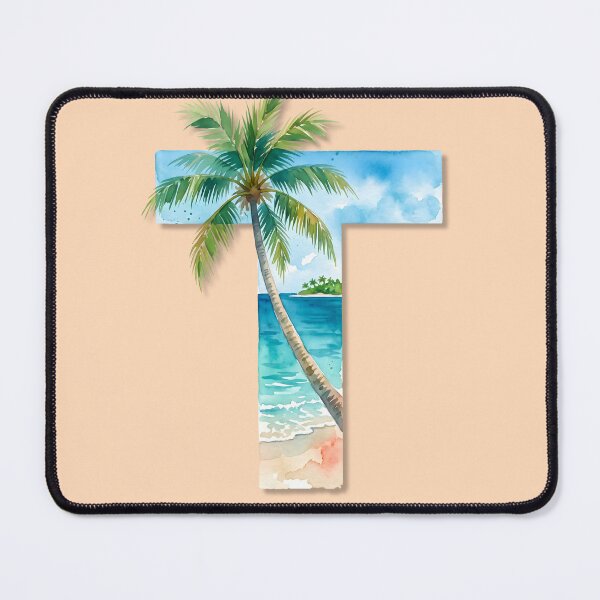 Item preview, Coastal Initial T Palm Tree Tropical Beach Monogram Design designed and sold by Sea Gem.