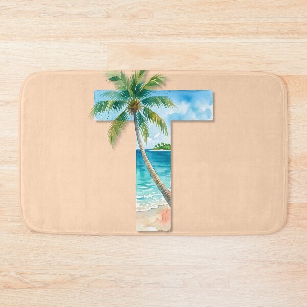 Item preview, Coastal Initial T Palm Tree Tropical Beach Monogram Design designed and sold by Sea Gem.