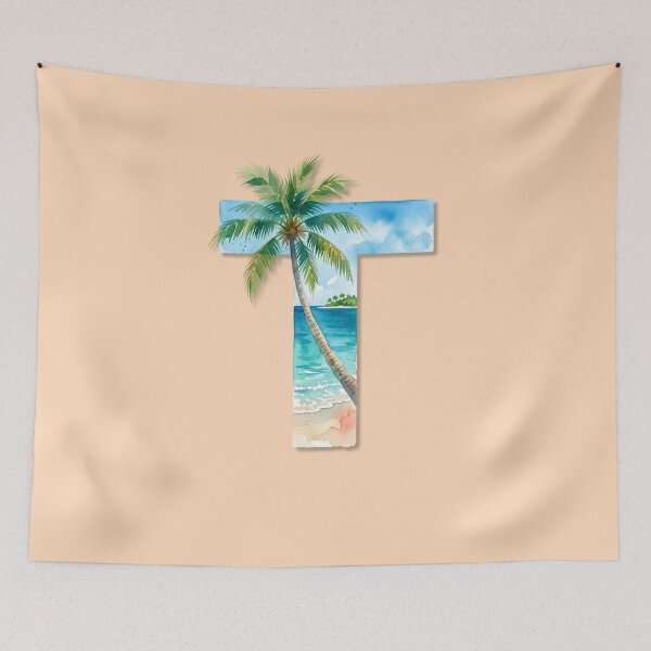 Item preview, Coastal Initial T Palm Tree Tropical Beach Monogram Design designed and sold by Sea Gem.