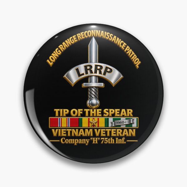 Artikelvorschau, Armee – Abzeichen – LRRP – Spitze der Speerspitze – Vietnamveteran mit SVC – Kompanie H, 75. Infanterie entworfen und verkauft von Military Insignia Products.
