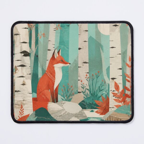 Item preview, Red Fox In The Birches Forest Aquamarine Autumn Stream designed and sold by GrinGalore.