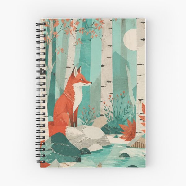 Item preview, Red Fox In The Birches Forest Aquamarine Autumn Stream designed and sold by GrinGalore.