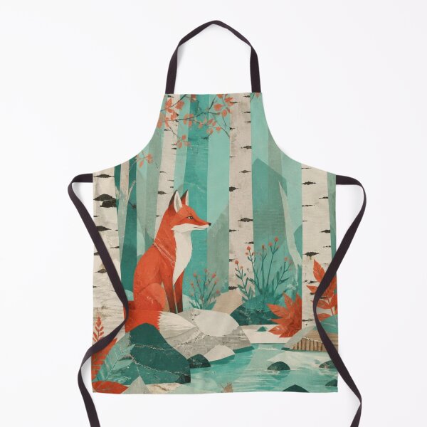 Item preview, Red Fox In The Birches Forest Aquamarine Autumn Stream designed and sold by GrinGalore.
