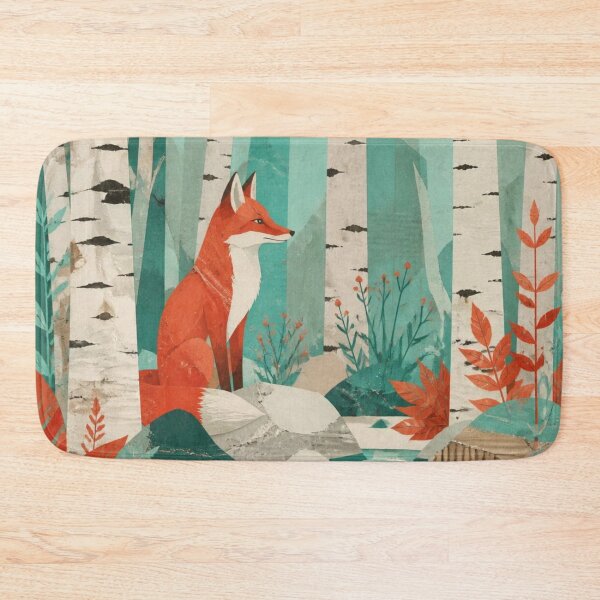 Item preview, Red Fox In The Birches Forest Aquamarine Autumn Stream designed and sold by GrinGalore.