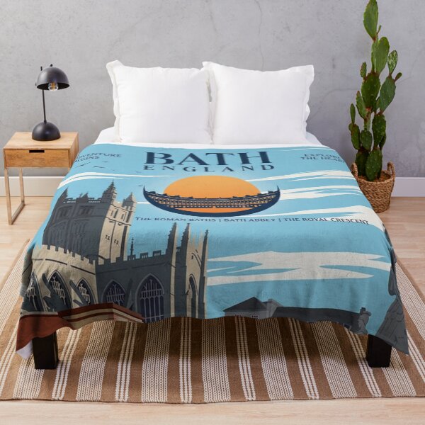Item preview, Bath Original Custom Vintage Poster Wall Art Design Gift Pillow Home Soft Furnishing designed and sold by Cool Robot Bro..