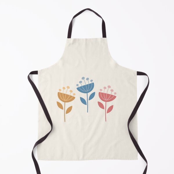 Item preview, Retro MCM Flowers Blue Yellow Coral  designed and sold by Pinkdeer Designs.
