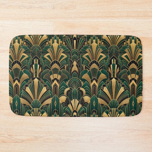 Item preview, Vintage Art Deco Emerald Gold Architectural Pattern designed and sold by frumixart.
