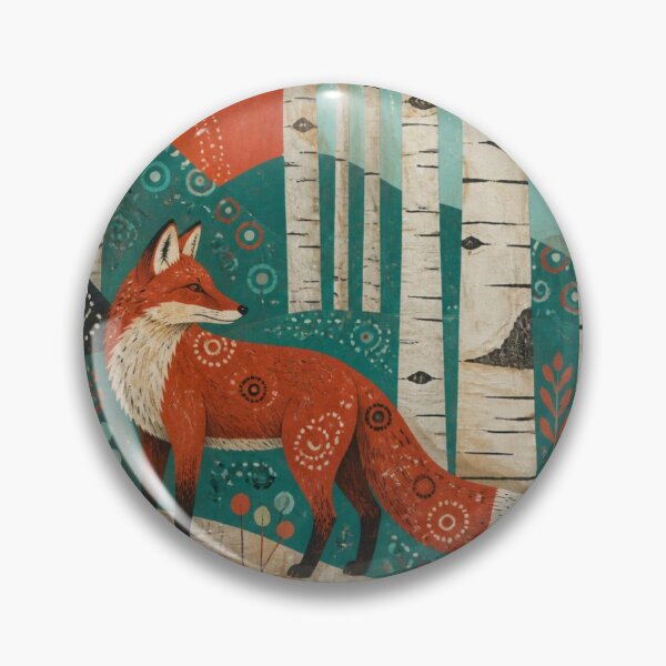 Item preview, Folk Art Red Fox The Birches Forest Red Sun designed and sold by GrinGalore.