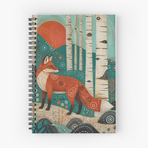 Item preview, Folk Art Red Fox The Birches Forest Red Sun designed and sold by GrinGalore.