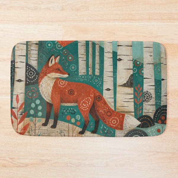 Item preview, Folk Art Red Fox The Birches Forest Red Sun designed and sold by GrinGalore.