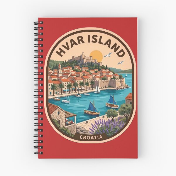 Item preview, Vintage Hvar Island Croatia Mediterranean Harbor Lavender Travel Badge designed and sold by LittleArij.