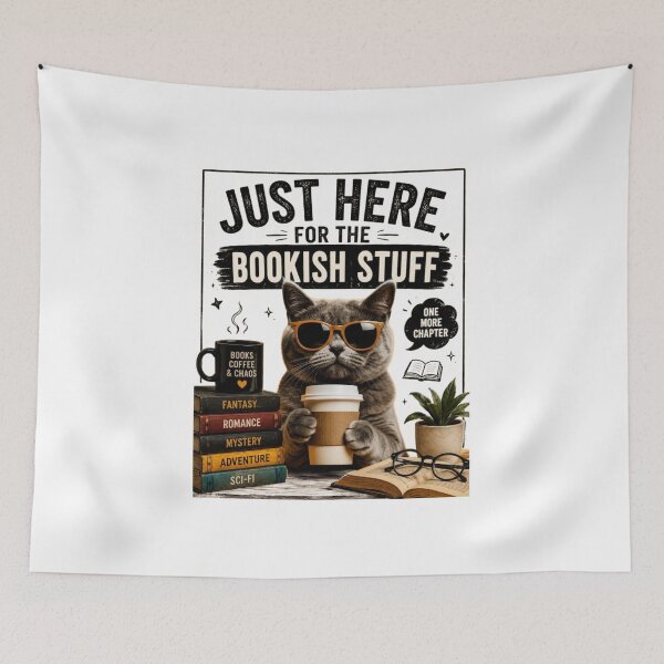 Item preview, Just Here for the Bookish Stuff – Funny Cat Book Lover Design designed and sold by Noirvasca.