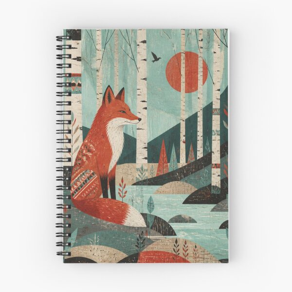 Item preview, Nordic Folk Red Fox The Birches Forest Sun Scene designed and sold by GrinGalore.