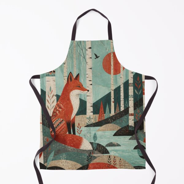 Item preview, Nordic Folk Red Fox The Birches Forest Sun Scene designed and sold by GrinGalore.