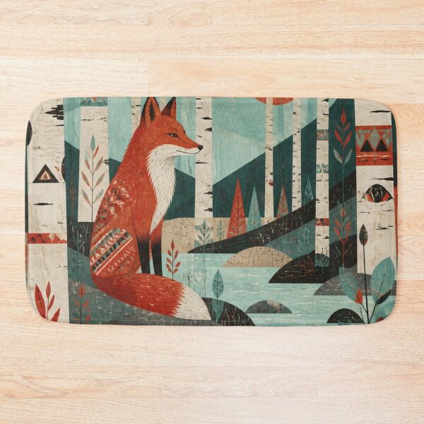 Item preview, Nordic Folk Red Fox The Birches Forest Sun Scene designed and sold by GrinGalore.
