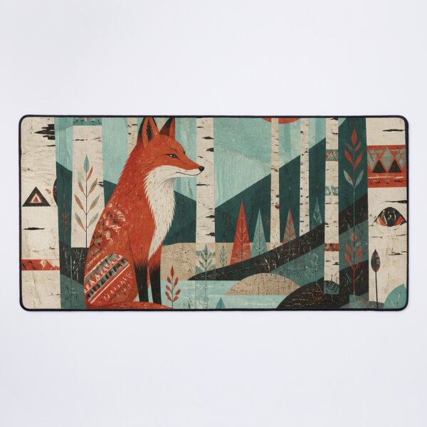 Item preview, Nordic Folk Red Fox The Birches Forest Sun Scene designed and sold by GrinGalore.