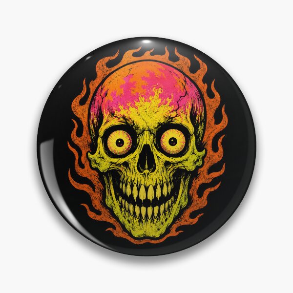 Item preview, Psychedelic Flaming Skull – Neon Retro Horror Art designed and sold by WILLIAMS-BR.