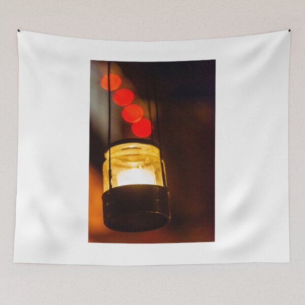 Item preview, Warm Lantern With Candlelight And Red Bokeh Lights Creating Cozy Night Ambience designed and sold by Nmallia.