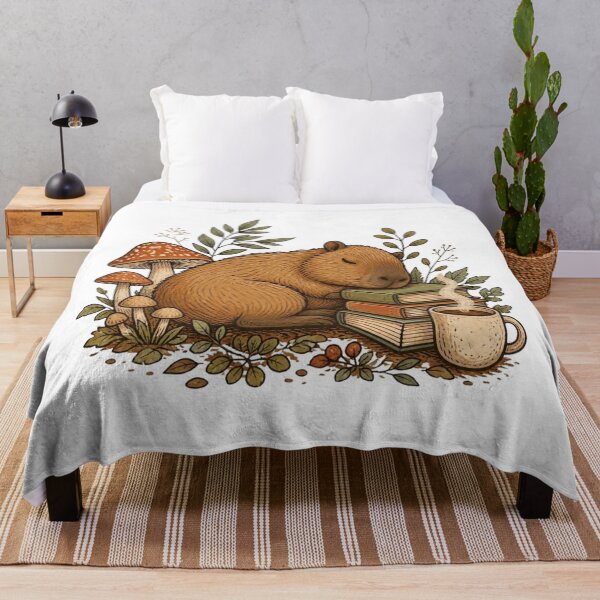 Item preview, Sleepy Capybara Cozy Cottagecore Reading Illustration designed and sold by KreatoLab.